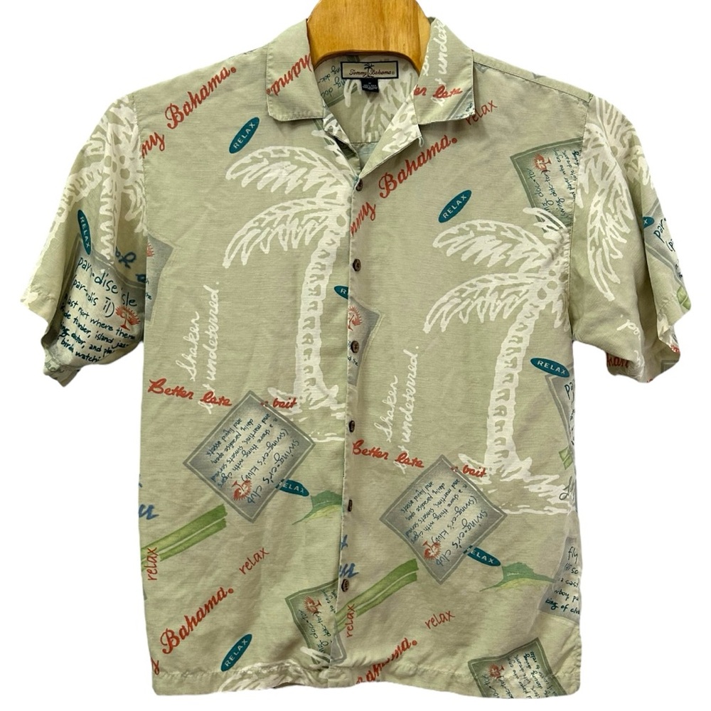 Tommy Bahama Men’s‎ Silk Hawaiian Short Sleeve Button Down Camp Shirt   Sz M